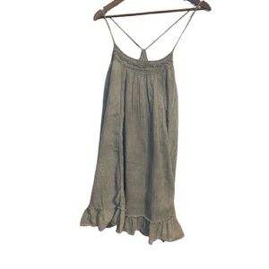 Boho Women’s Gray Baby Doll Dress Cover Up Spaghetti Straps With Ruffle Hem